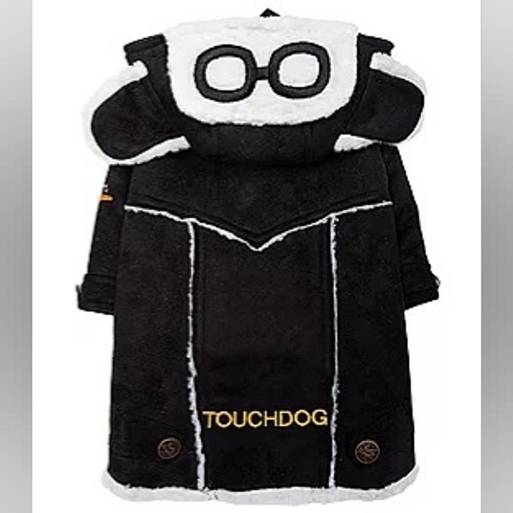 Touchdog 'Tuskegee' Aero-Vintage Dog Coat -  Sherpa Lined Suede
